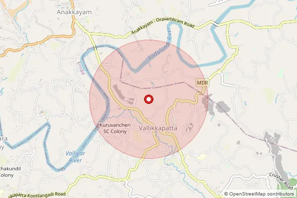 Map showing approximate area covered by Pincode 679313 — Kondurkara Bo, Palakkad