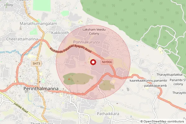 Map showing approximate area covered by Pincode 679322 — Pathaikara Bo, Malappuram
