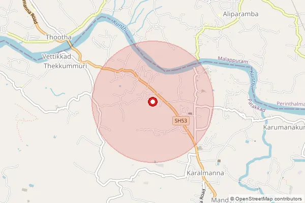 Map showing approximate area covered by Pincode 679323 — Pulamanthole So, Malappuram