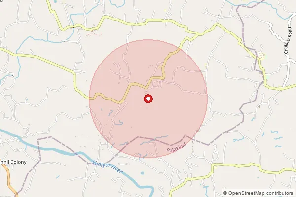 Map showing approximate area covered by Pincode 679326 — Velliyanchery Bo, Malappuram