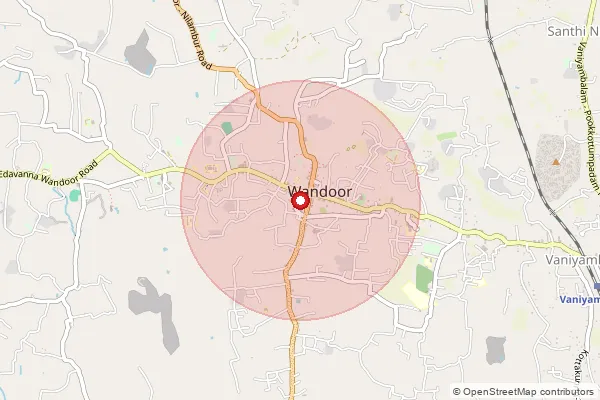 Map showing approximate area covered by Pincode 679328 — Wandoor So, Malappuram