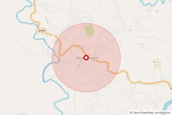 Map showing approximate area covered by Pincode 679329 — Nilambur So, Malappuram