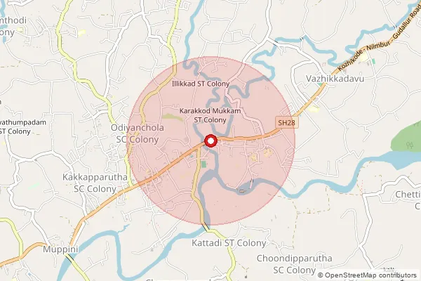 Map showing approximate area covered by Pincode 679331 — Kunnummalpotti Bo, Malappuram