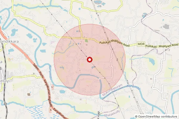 Map showing approximate area covered by Pincode 679335 — Marayamangalam South Bo, Palakkad