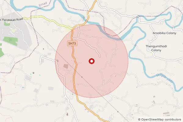 Map showing approximate area covered by Pincode 679340 — Elad Bo, Malappuram
