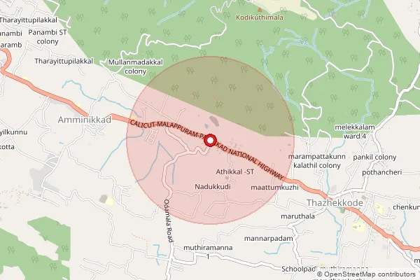 Map showing approximate area covered by Pincode 679357 — Manalaya Bo, Malappuram