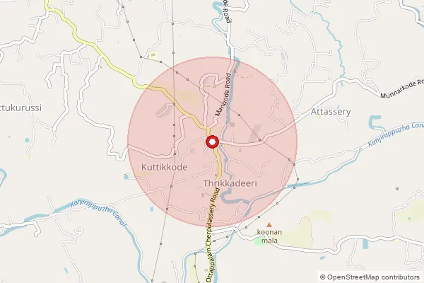 Map showing approximate area covered by Pincode 679502 — Munnurkode Bo, Palakkad