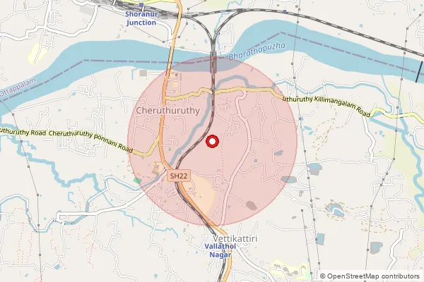 Map showing approximate area covered by Pincode 679531 — Cheruthuruthy So, Thrissur