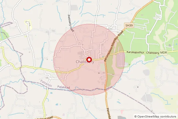 Map showing approximate area covered by Pincode 679536 — Chalisseri So, Palakkad
