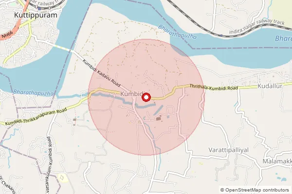 Map showing approximate area covered by Pincode 679553 — Kumbidi So, Palakkad