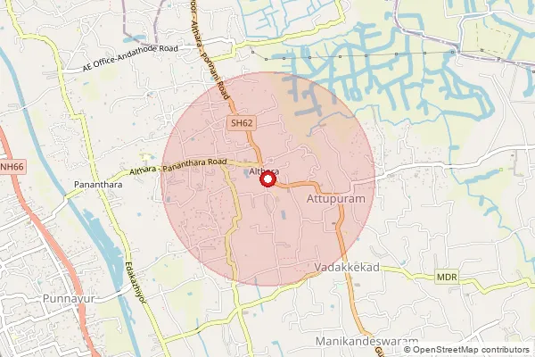 Map showing approximate area covered by Pincode 679561 — Punnayurkulam So, Thrissur