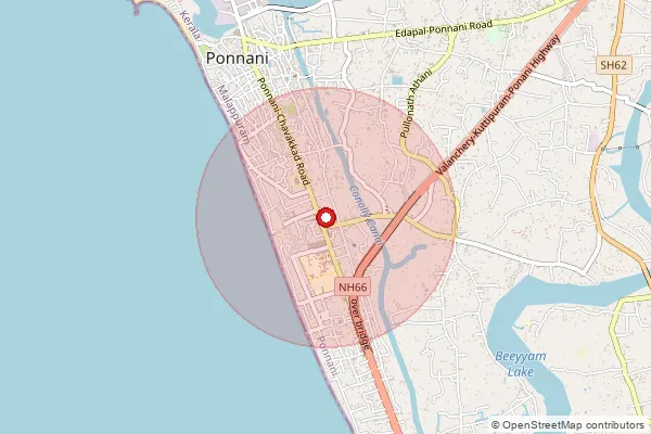 Map showing approximate area covered by Pincode 679577 — Ponani Ho, Malappuram