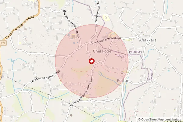 Map showing approximate area covered by Pincode 679578 — Mudur Bo, Malappuram