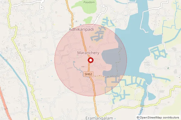 Map showing approximate area covered by Pincode 679581 — Marancheri So, Malappuram