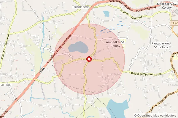 Map showing approximate area covered by Pincode 679582 — Trikkanapuram South  Bo, Malappuram