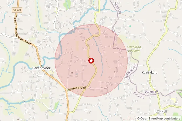 Map showing approximate area covered by Pincode 679585 — Alankode So, Malappuram