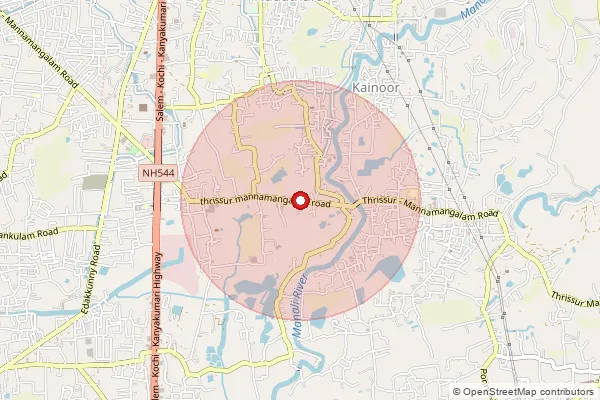 Map showing approximate area covered by Pincode 680014 — Puthurthrissur So, Thrissur