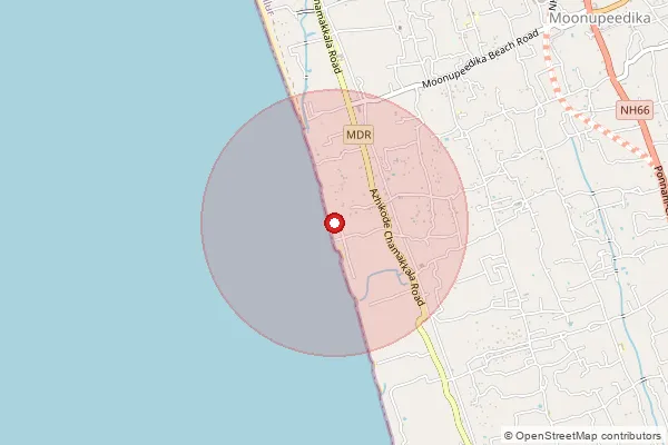 Map showing approximate area covered by Pincode 680051 — Nodal Delivery Center Thrissur, Thrissur