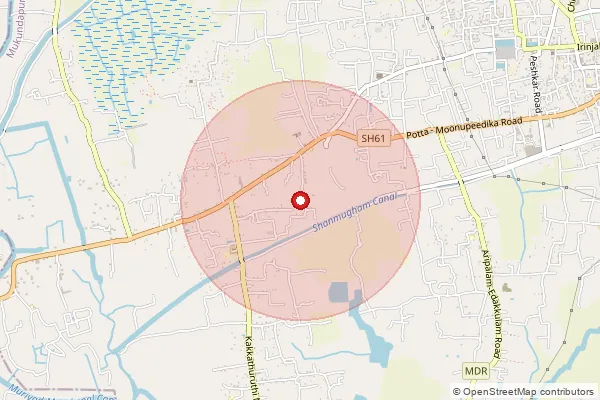 Map showing approximate area covered by Pincode 680122 — Edathirinji So, Thrissur