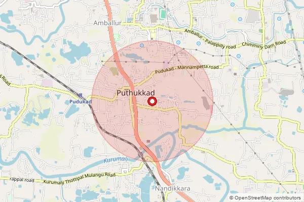 Map showing approximate area covered by Pincode 680301 — Pazhayi Bo, Thrissur