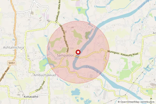 Map showing approximate area covered by Pincode 680309 — Kadukutty Bo, Thrissur