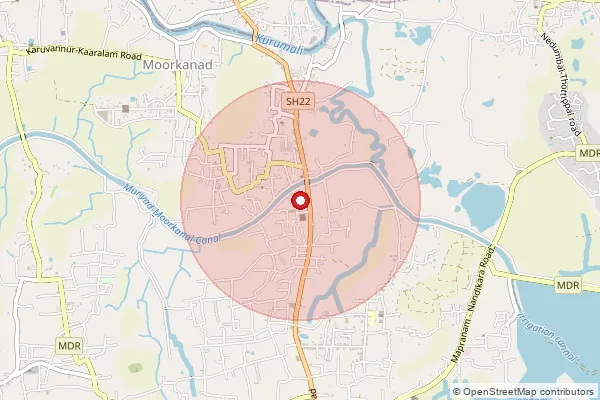 Map showing approximate area covered by Pincode 680310 — Thottippal Bo, Thrissur