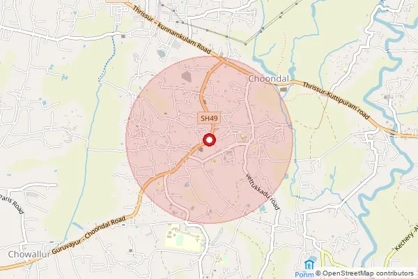 Map showing approximate area covered by Pincode 680504 — Koonamoochi So, Thrissur
