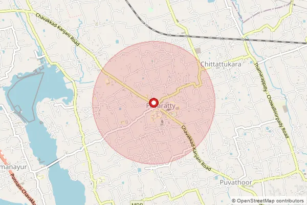 Map showing approximate area covered by Pincode 680507 — Pavaratty So, Thrissur