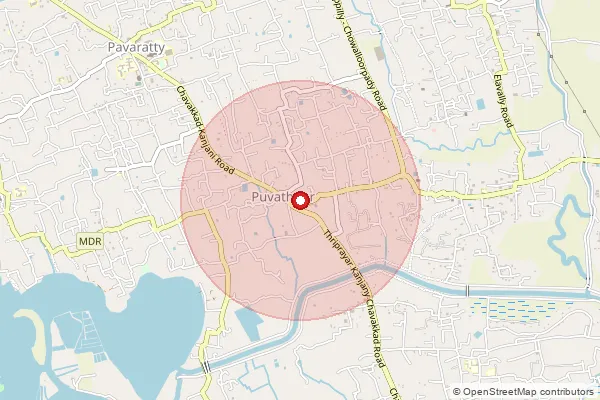 Map showing approximate area covered by Pincode 680508 — Puvathur So, Thrissur