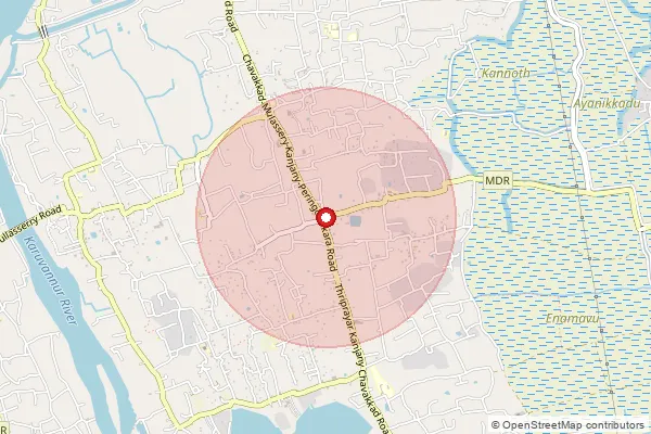 Map showing approximate area covered by Pincode 680510 — Venkitangu So, Thrissur