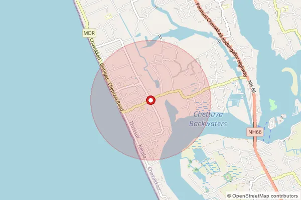 Map showing approximate area covered by Pincode 680514 — Kadappuram So, Thrissur