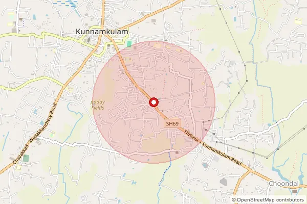 Map showing approximate area covered by Pincode 680517 — Kanippayur So, Thrissur