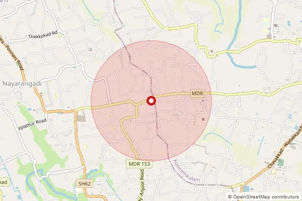 Map showing approximate area covered by Pincode 680520 — Thozhiyur So, Thrissur