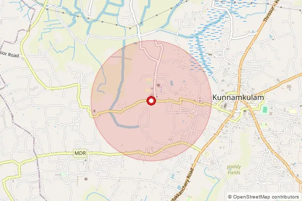 Map showing approximate area covered by Pincode 680523 — Kizhur So, Thrissur