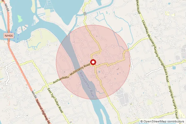 Map showing approximate area covered by Pincode 680524 — Padoor So, Thrissur