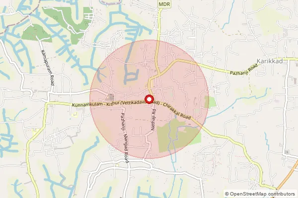 Map showing approximate area covered by Pincode 680542 — Pazhanji So, Thrissur