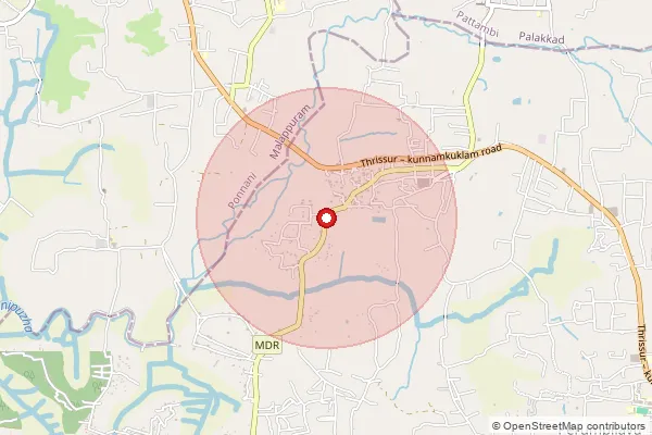 Map showing approximate area covered by Pincode 680543 — Kadavallur So, Thrissur