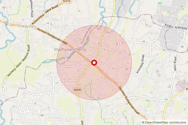 Map showing approximate area covered by Pincode 680546 — Kaiparamba So, Thrissur