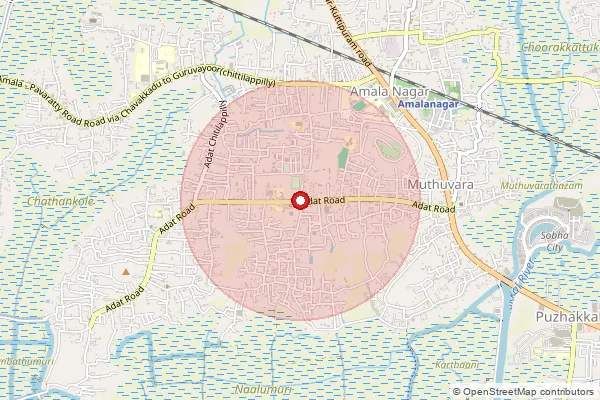 Map showing approximate area covered by Pincode 680551 — Puranattukara So, Thrissur