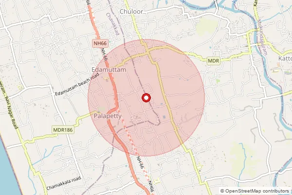 Map showing approximate area covered by Pincode 680561 — Cherpu So, Thrissur
