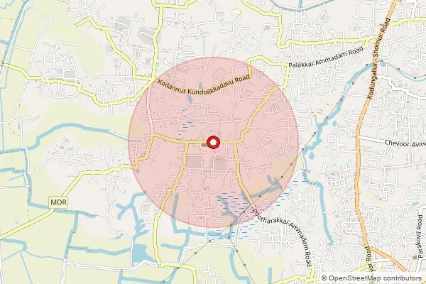Map showing approximate area covered by Pincode 680563 — Ammadam So, Thrissur