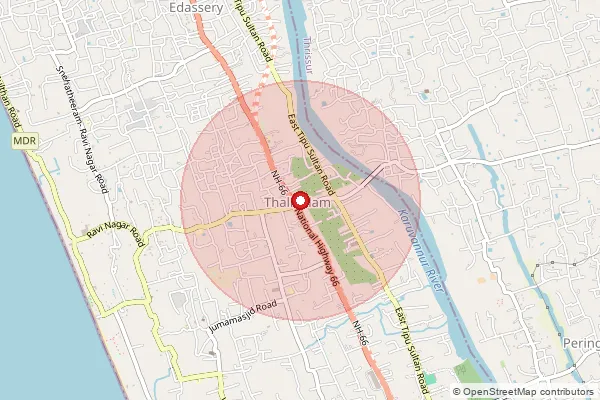 Map showing approximate area covered by Pincode 680569 — Talikulam So, Thrissur