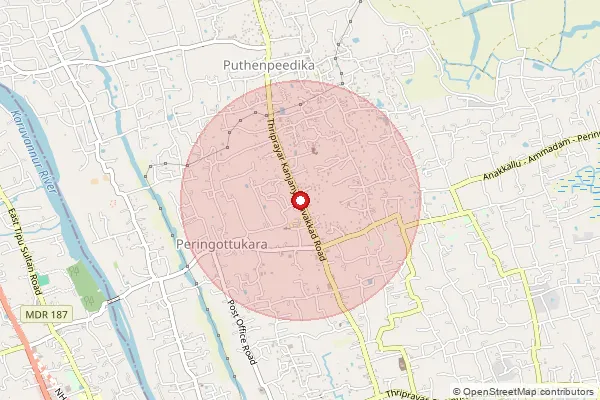 Map showing approximate area covered by Pincode 680571 — Kilakkummuri So, Thrissur