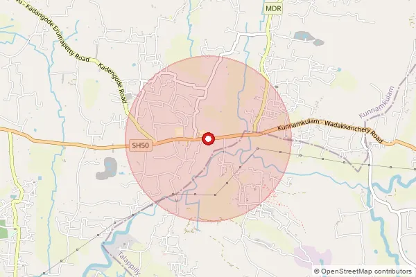 Map showing approximate area covered by Pincode 680584 — Erumapetty So, Thrissur
