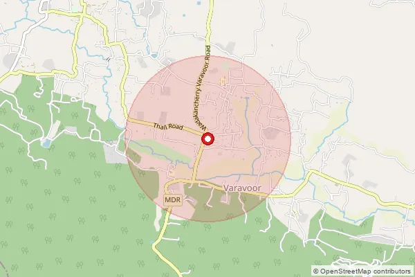 Map showing approximate area covered by Pincode 680585 — Varavur So, Thrissur