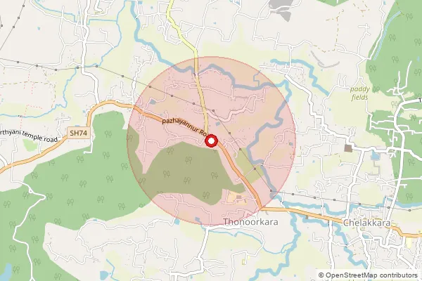 Map showing approximate area covered by Pincode 680586 — Chelakkara So, Thrissur