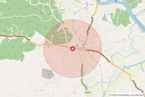 Map showing approximate area covered by Pincode 680587 — Pazhayannur So, Thrissur