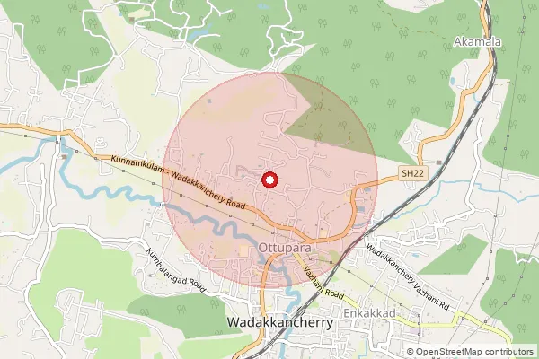 Map showing approximate area covered by Pincode 680590 — Kumaranellur Tc So, Thrissur