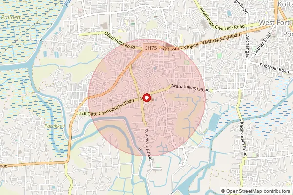 Map showing approximate area covered by Pincode 680611 — Elthuruth So, Thrissur