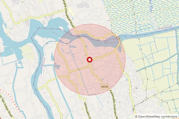 Map showing approximate area covered by Pincode 680617 — Manalur So, Thrissur